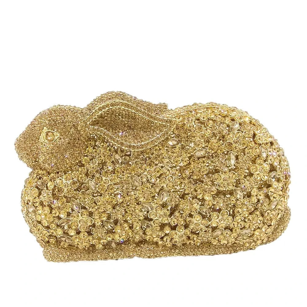 High End Unique Lady Luxury Women Rabbit Shape Clutch Crystal Evening Diamond Bag Wedding Handbags with Hand Strap