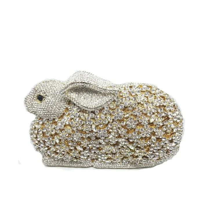 High End Unique Lady Luxury Women Rabbit Shape Clutch Crystal Evening Diamond Bag Wedding Handbags with Hand Strap