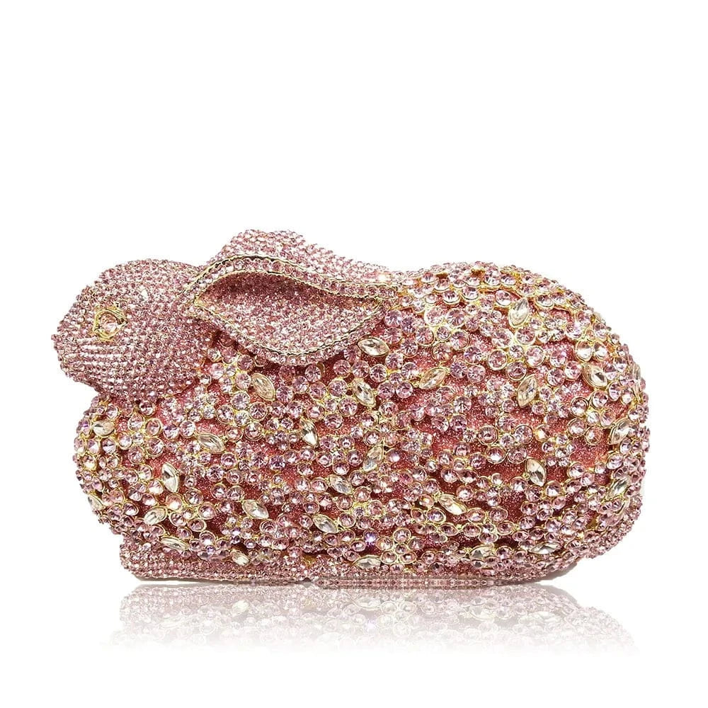 High End Unique Lady Luxury Women Rabbit Shape Clutch Crystal Evening Diamond Bag Wedding Handbags with Hand Strap
