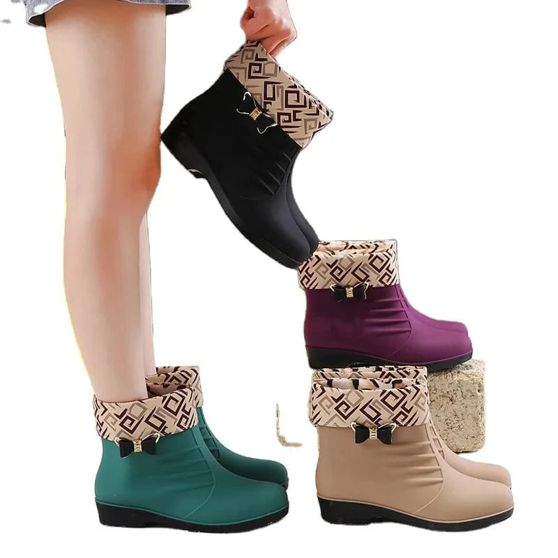 High Heel chuteira campo Rubber Plastic Female Rain Boots Shoes Snow Boots Waterproof For Woman