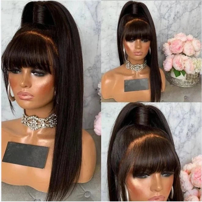 High Ponytails Long Straight Hot Selling Natural Color Mink Raw Malaysian Cuticle Aligned Human Hair 360 Lace Wigs
