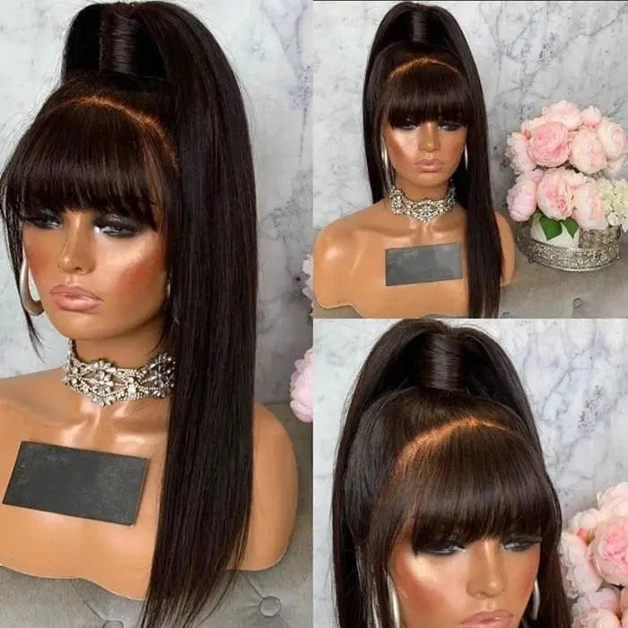 High Ponytails Long Straight Hot Selling Natural Color Mink Raw Malaysian Cuticle Aligned Human Hair 360 Lace Wigs