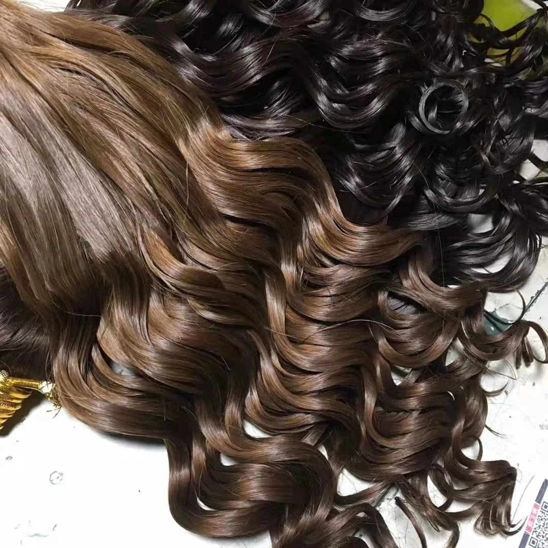 High quality 100% virgin cuticle aligned cut from one girl curly/straight hair bulk extensions