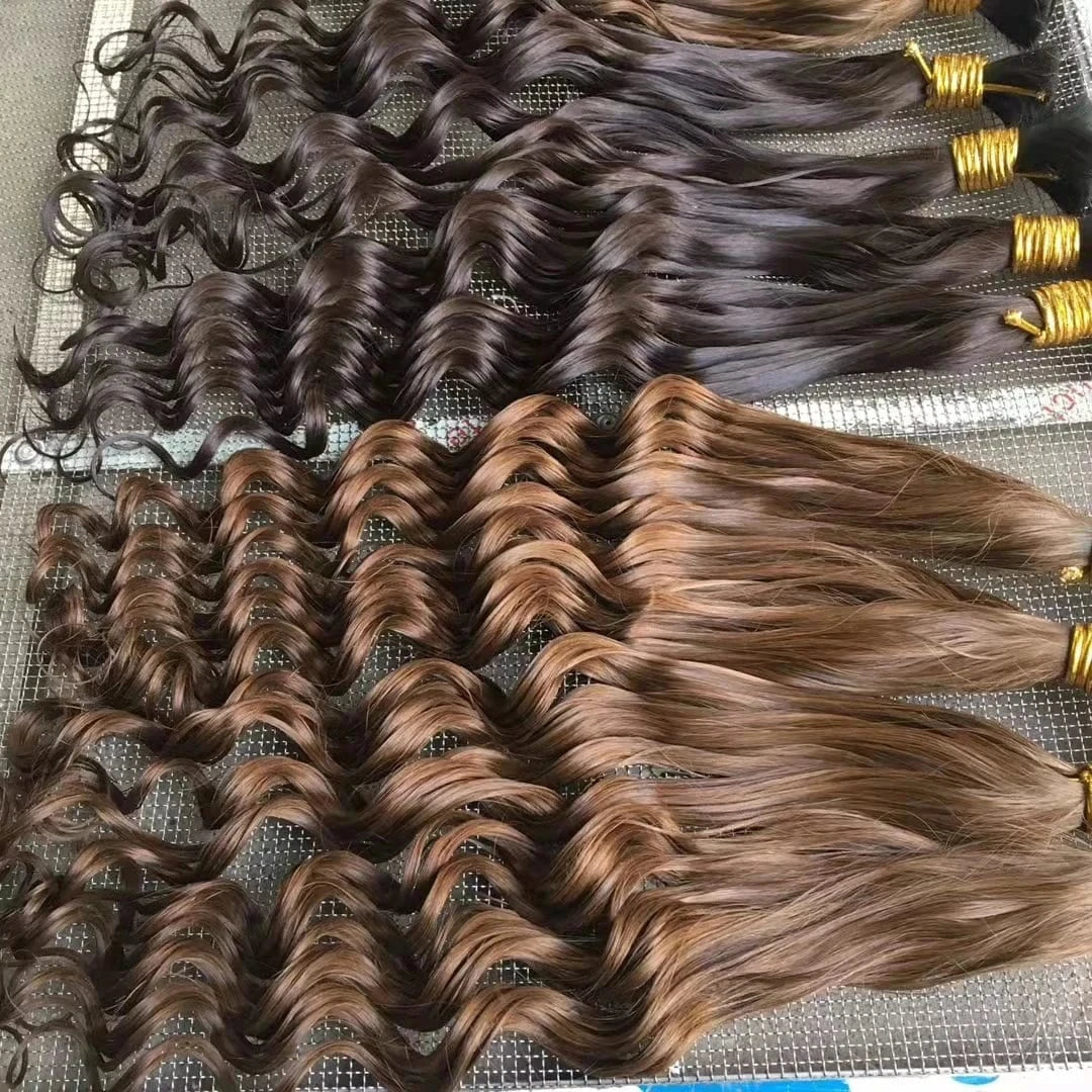 High quality 100% virgin cuticle aligned cut from one girl curly/straight hair bulk extensions