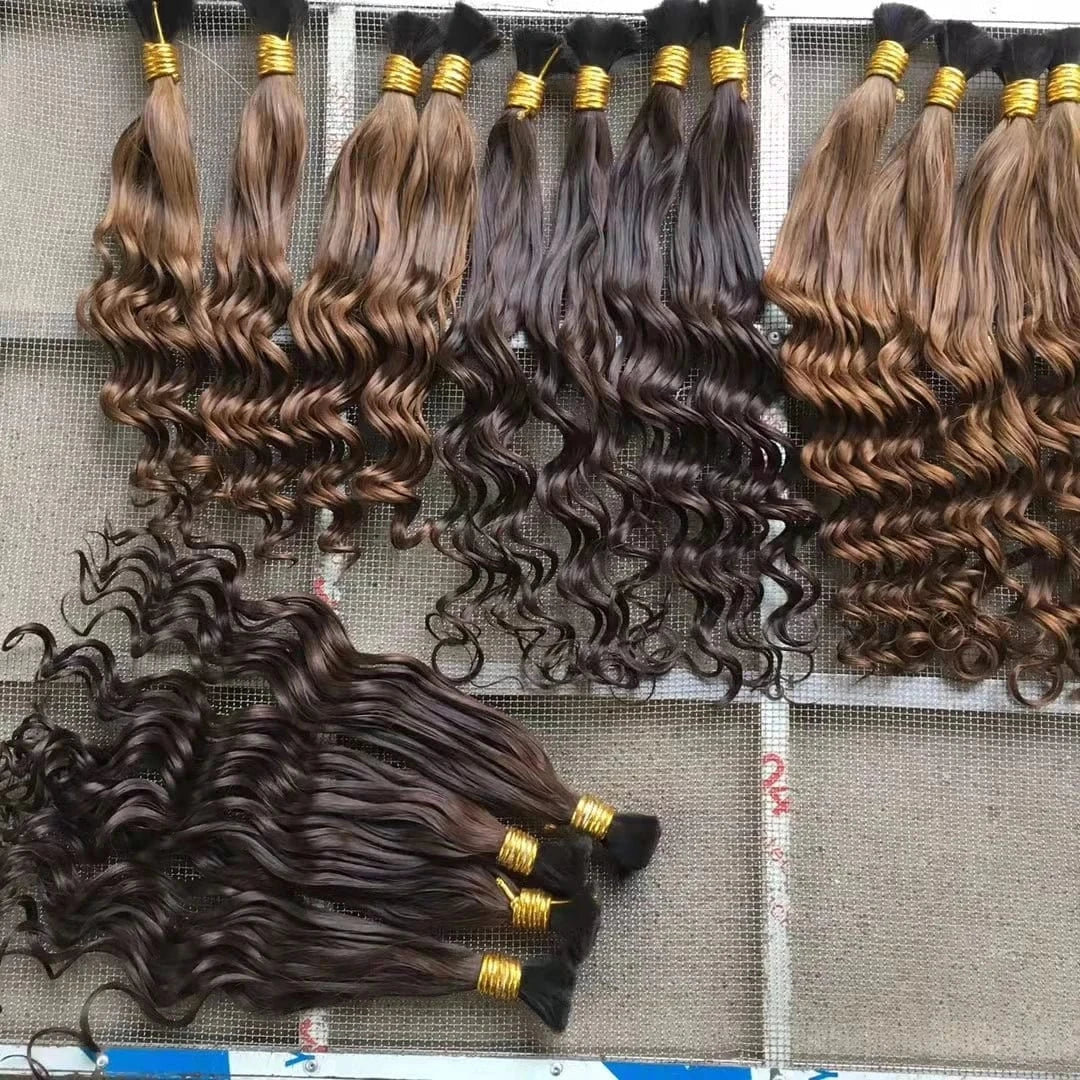 High quality 100% virgin cuticle aligned cut from one girl curly/straight hair bulk extensions