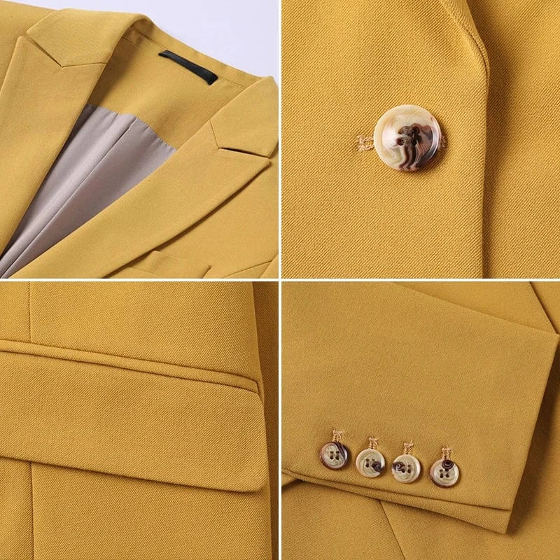High Quality 3-Piece Business Formal Suit Set OEM Yellow Same Style for Men Women Polyester Pant Suit Wholesale Dropshipping