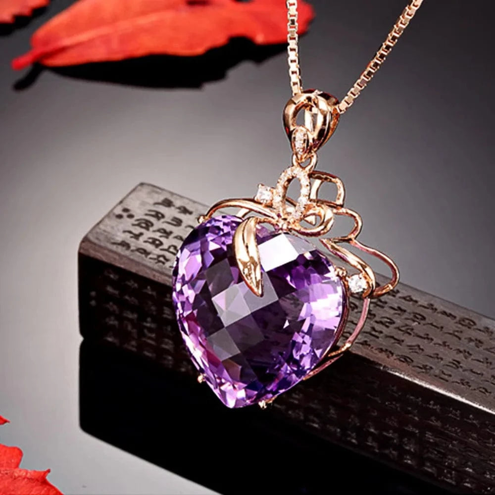 High quality boutique Rose gold purple heart Charm Pendants Women's DIY necklace accessories jewelry