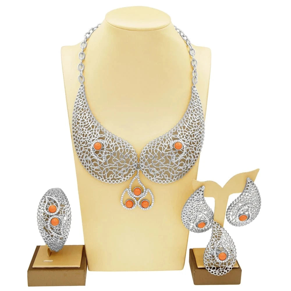 High Quality Brazilian Gold jewelry Se / Adjustable / H00551 Zhuerrui Italian Gold Plated Jewelry Sets High Quality Brazilian Gold jewelry Set Necklace Bracelet Chain Jewelry Set H00550