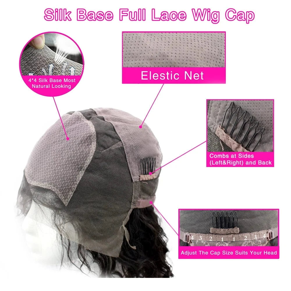 High quality brazilian human hair lace wigs top silk based full lace wig invisible part wig remy human hair
