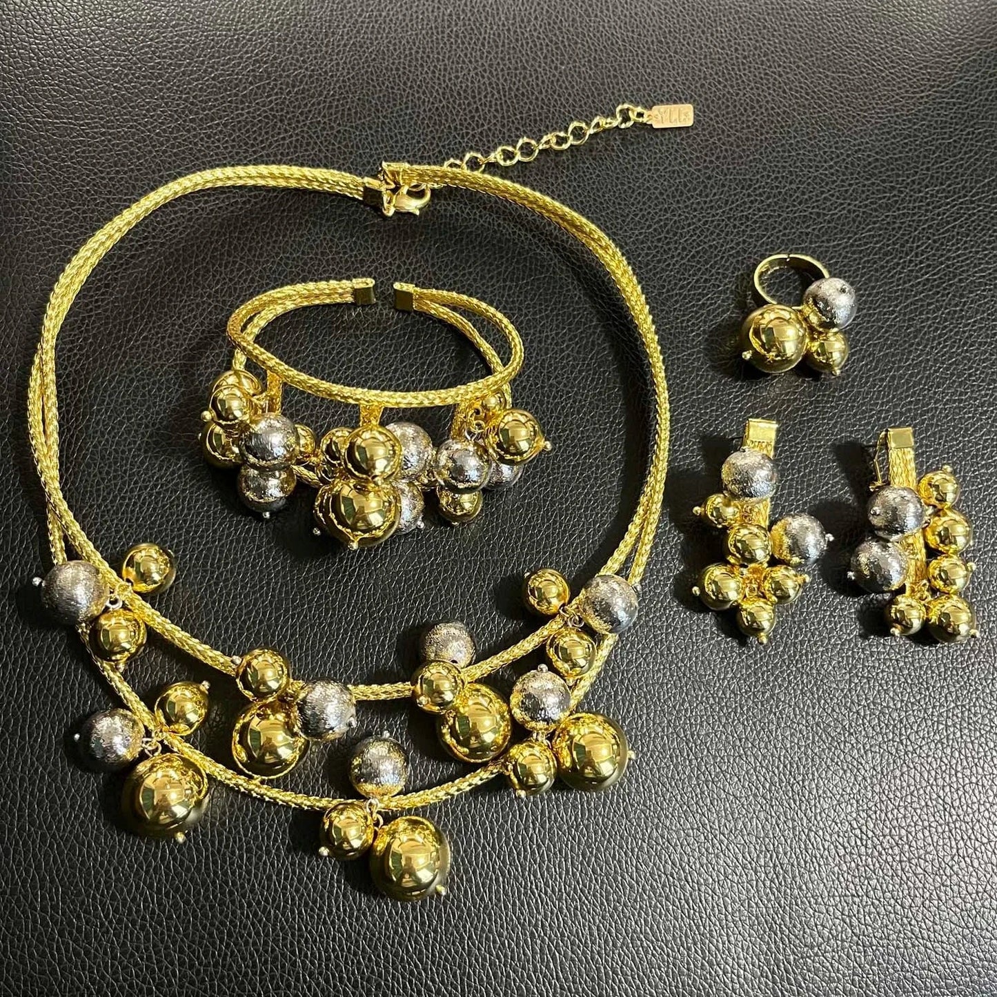 High Quality Brazilian Jewelry Set Factory Direct Supply Necklace Set Jewelry 24 k Gold Plated Ball design Jewelry Earrings