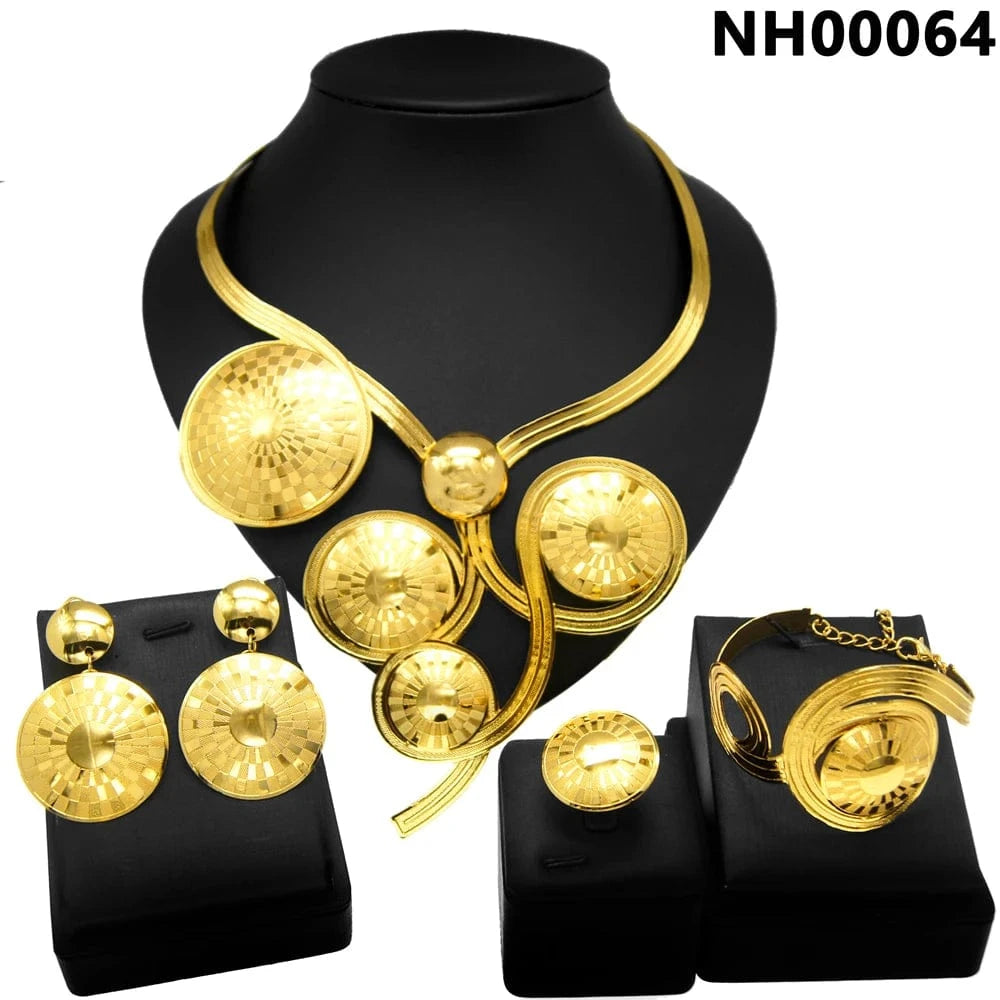 High Quality Bridal Wedding Jewelry Set / Adjustable / NH00064 Zhuerrui High Quality Bridal Wedding Jewelry Set 18 k Neckless Jewelri Fashion Sets Brazilian Gold Jewelry Wholesale NH00064