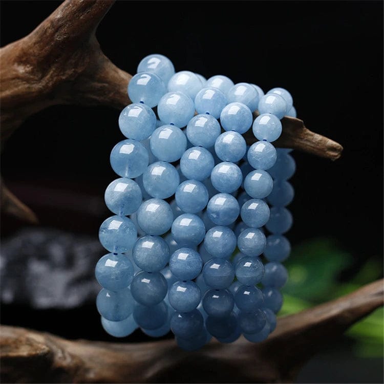 High Quality Hot Sale Aquamarine Beaded Bracelet Factory Sea Blue Gemstone Natural Elegant Aquamarine Stone Charm Beads Bracelet