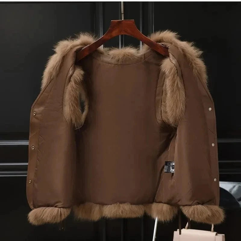 High Quality Imitation Fox Fur Vest Jacket Women Fur Vest Jacket 2024 Winter Waistcoat Short Fur Vest Female Vestcoat Sleeveless