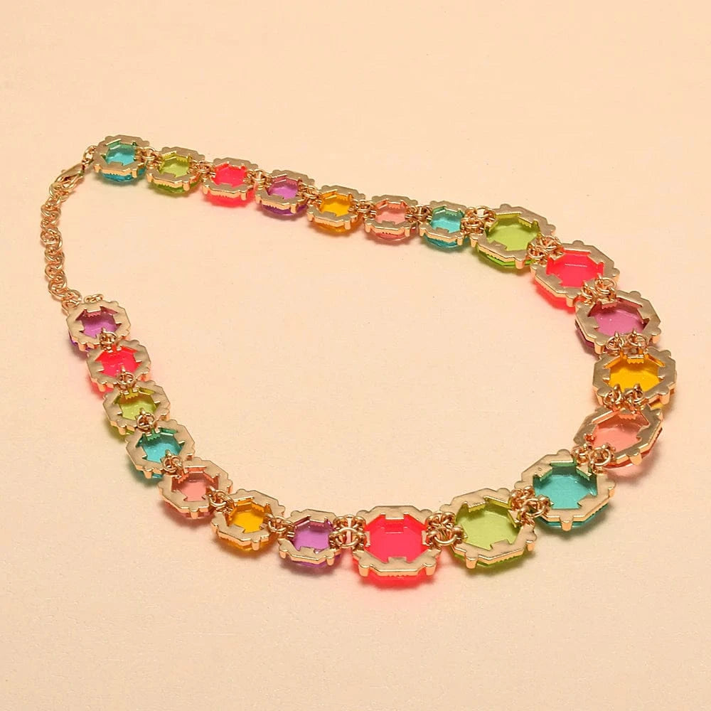 High Quality Multicolor Resin Choker Necklace Women Jewelry Statement Collar Necklace Trendy Accessories Wholesale