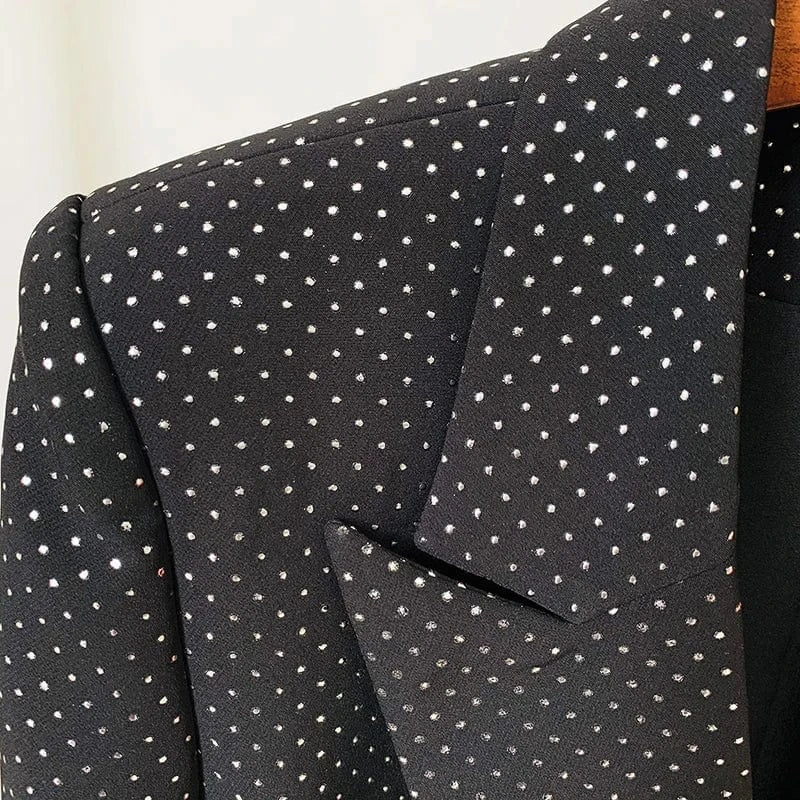 HIGH QUALITY New Fashion 2024 Designer Blazer Suit Set Women's Single Button Diamonds Beaded Camis Blazer Pants Suit 3pcs Set