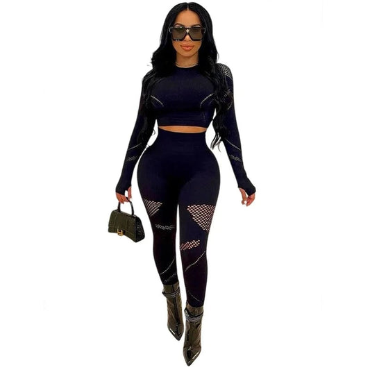 High Quality Spring 2023 Women s Clothing 2 Piece Outfits Pants Set Long Sleeve Womens Tights Fitted Leggings Set Winter