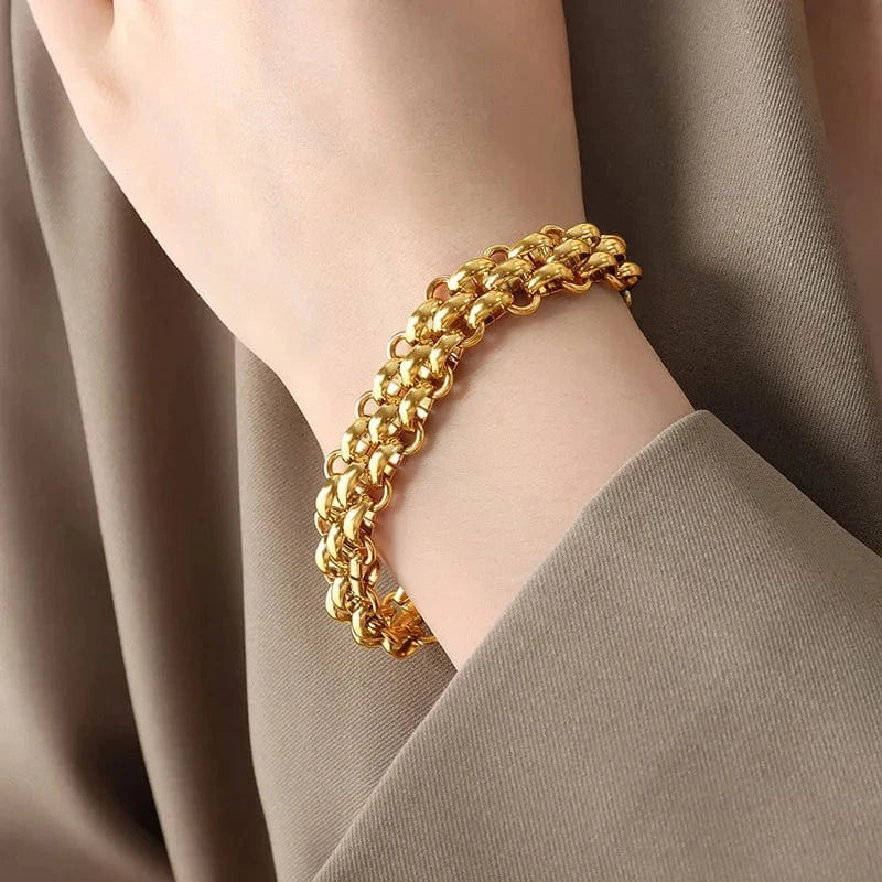 High Quality Stainless Steel Thick Chain Necklace Bracelet Set for Women Gold Plated Fashion Chains Necklaces Jewelry Wholesale