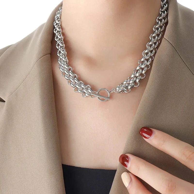 High Quality Stainless Steel Thick Chain Necklace Bracelet Set for Women Gold Plated Fashion Chains Necklaces Jewelry Wholesale
