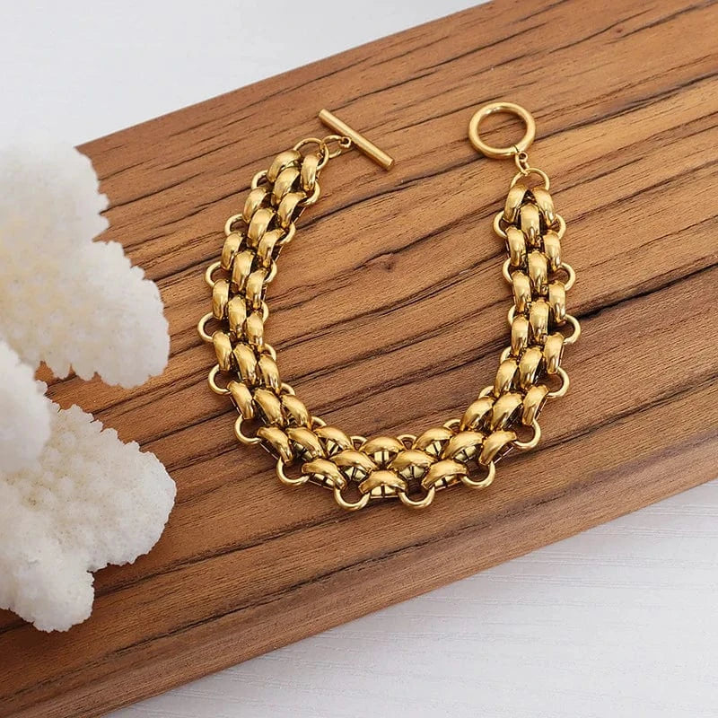 High Quality Stainless Steel Thick Chain Necklace Bracelet Set for Women Gold Plated Fashion Chains Necklaces Jewelry Wholesale