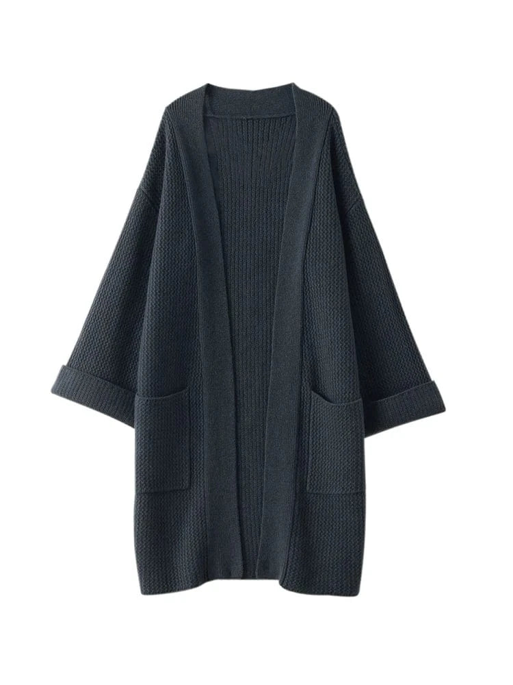 High Quality Women Cashmere Long Cardigan Autumn Winter Thick Casual Loose Style Sweater 100% Merino Wool Knitwear Korean Tops