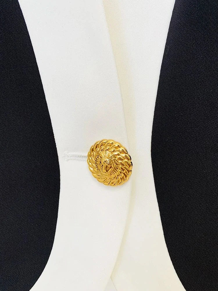 HIGH STREET New Fashion 2024 Designer Jacket Women's Color Block Single Button Blazer