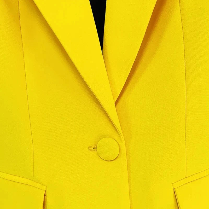 HIGH STREET Newest 2024 Runway Designer Suit Set Women's Single Button Blazer Flare Pants Suit