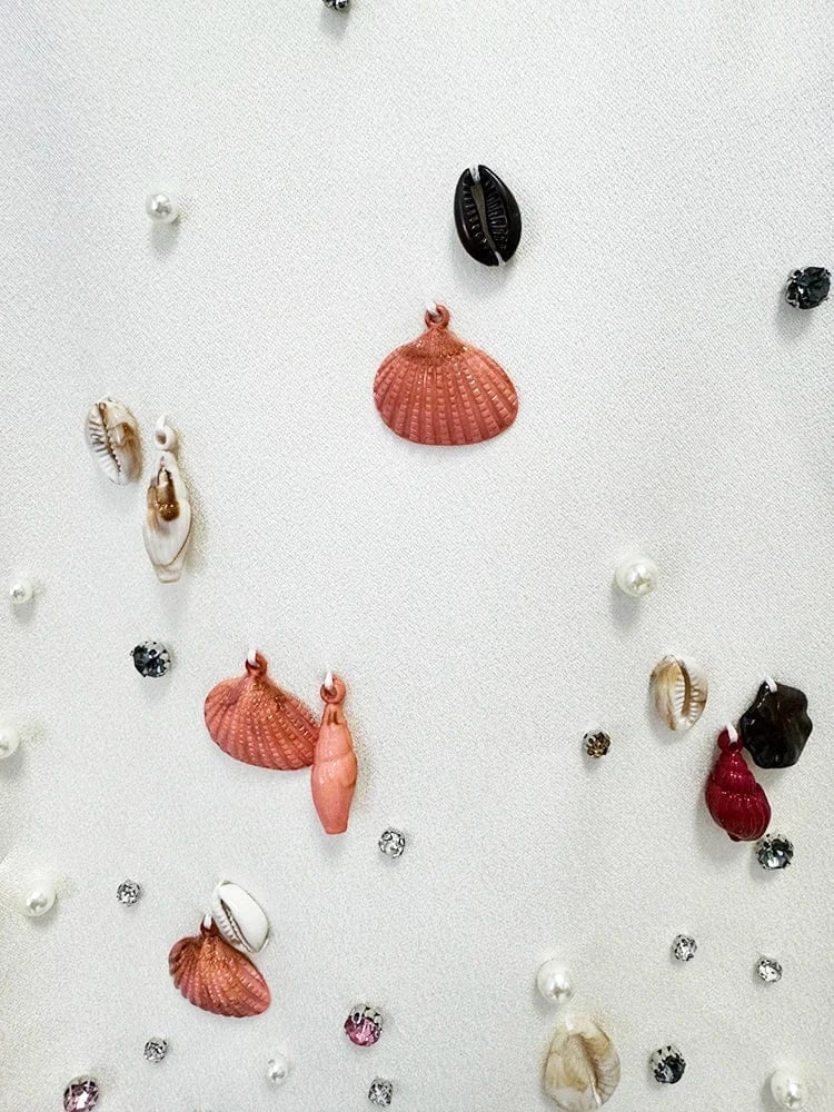 HIGH STREET Newest Fashion 2025 S/S Designer Runway Suit Set Women's Shells Beaded Cropped Tops Mermaid Long Skirt Set 2pcs