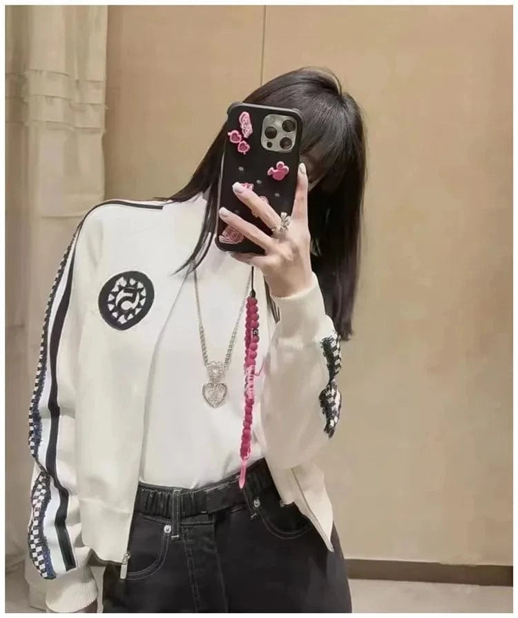 HIGH STREET Newest Fashion 2025 Spring Designer Jacket Women's Stand Collar Sequin Embroidered Baseball Jacket