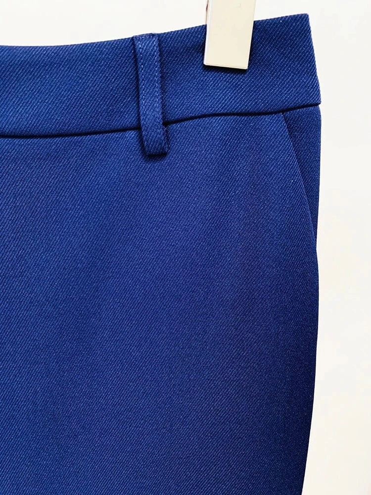 HIGH STREET Newest Runway Fashion 2024 Designer Jacket Women Peak Strong Shoulder Lion Buttons Double Breasted Blazer pants Set