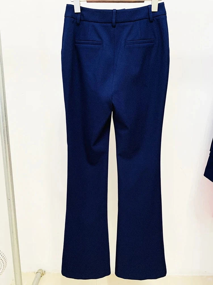 HIGH STREET Newest Runway Fashion 2024 Designer Jacket Women Peak Strong Shoulder Lion Buttons Double Breasted Blazer pants Set