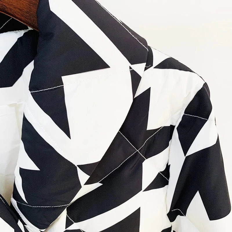 HIGH STREET Newest Winter 2025 Designer Outerwear Women's Cool Lion Buttons Houndstooth Geometric Printed White Duck Down Coat