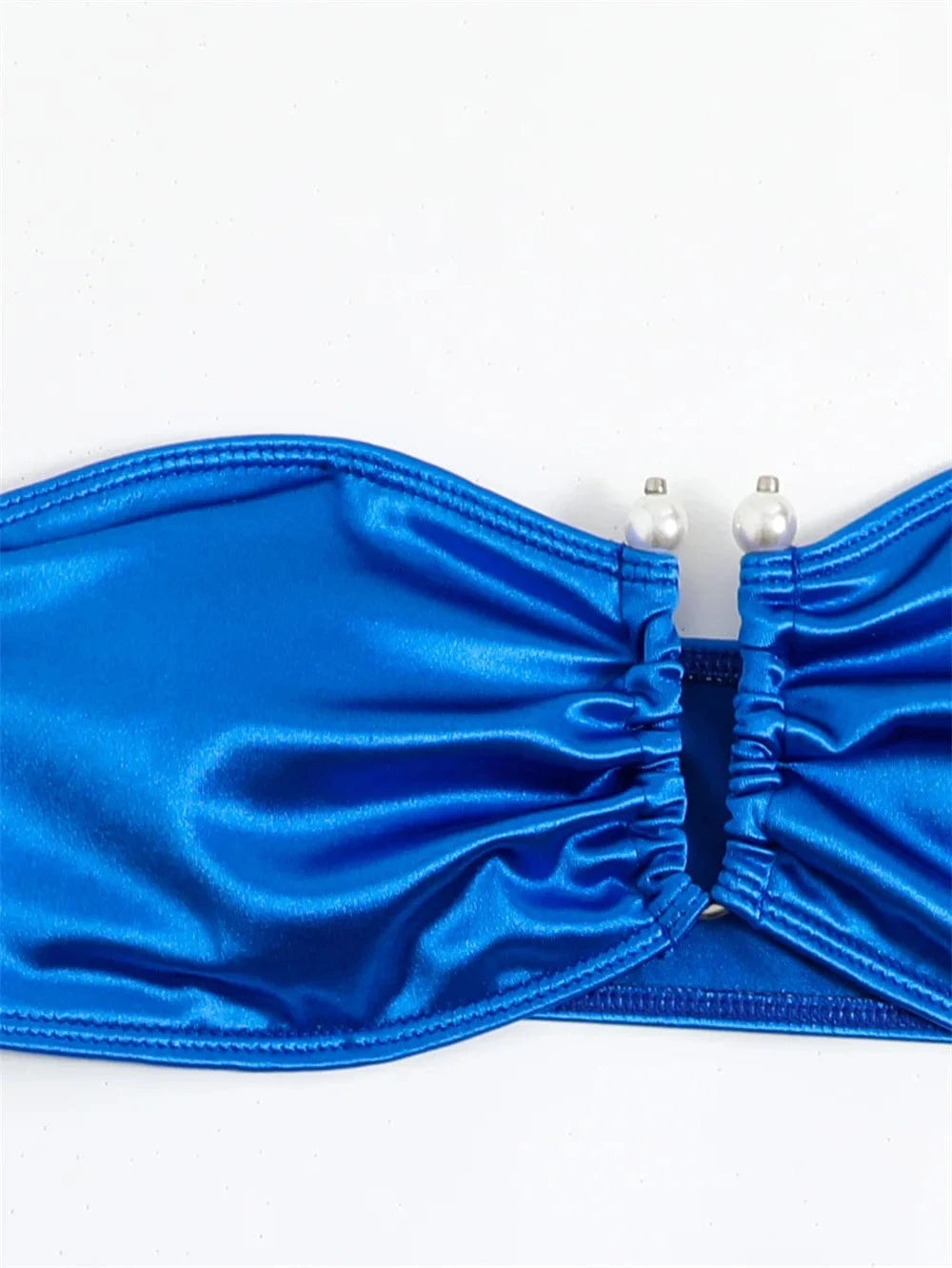 High Waist Bikini Set 2024 sexy Shiny Pearl Swimsuit String Sexy Swimwear Romantic Beach Wear Strapless Women's Sequin Bikini