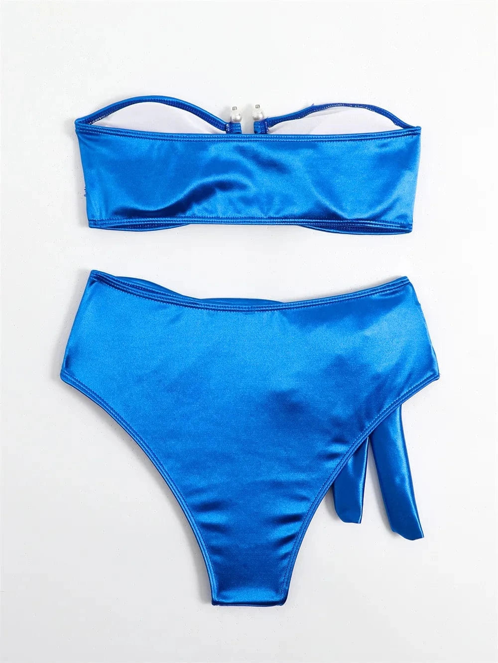High Waist Bikini Set 2024 sexy Shiny Pearl Swimsuit String Sexy Swimwear Romantic Beach Wear Strapless Women's Sequin Bikini