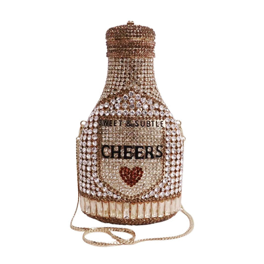 HighEnd 2024 Evening Wine Champagne Glasd Bottle Shape Crystal Clutch Banquet Handbag Party Dinner Purse Rhinestone Luxury Women