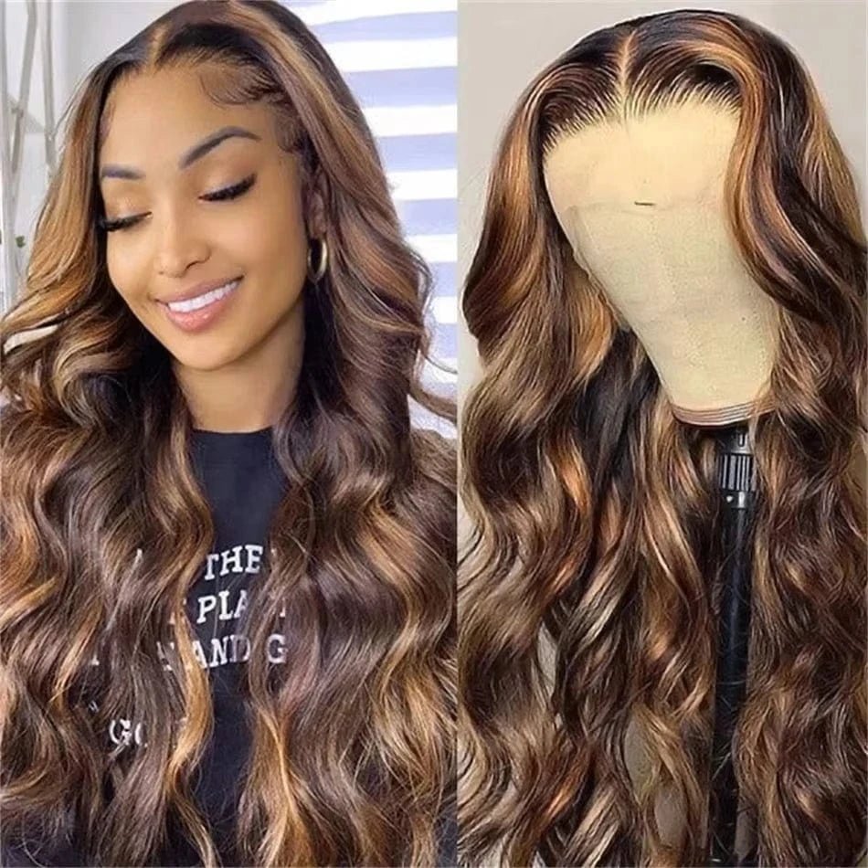 Highlight 200 density lace front wig human hair Body wave 30 inch colored wigs Brazilian 13x6 hd lace frontal wig for women