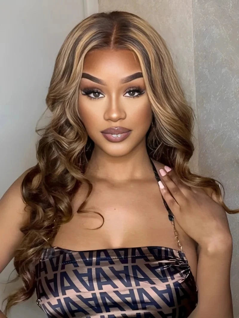 Highlight 200 density lace front wig human hair Body wave 30 inch colored wigs Brazilian 13x6 hd lace frontal wig for women