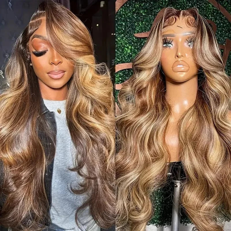 Highlight 200 density lace front wig human hair Body wave 30 inch colored wigs Brazilian 13x6 hd lace frontal wig for women