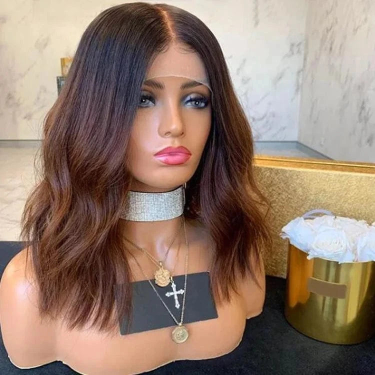 Highlight Color Brazilian Hair Human Lace Wig, 360 full lace front wig with baby hair, glueless human hair wigs for black women