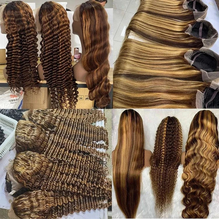 Highlight wig / 10"Sample Hair(send inquiry for different colors 34 36 40 Inch 613 Blonde Colored Body Wave Full Frontal HD Transparent 13x4 13x6 Lace Human Hair Wigs Lace Front Wigs For Women