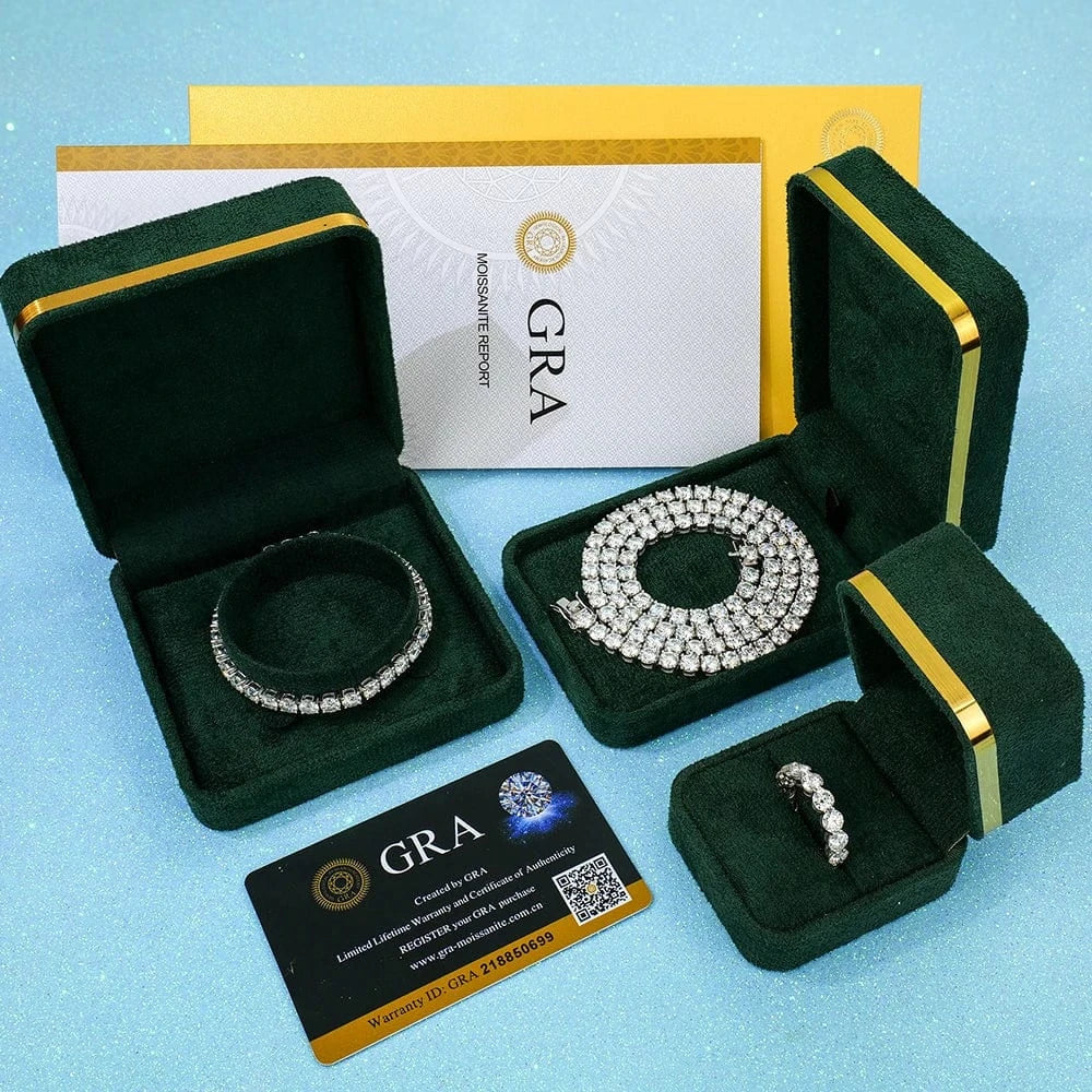 Hip hop fine jewelry 5mm silver 925 link necklace gra vvs lab diamond mossanite moissanite chainb for men