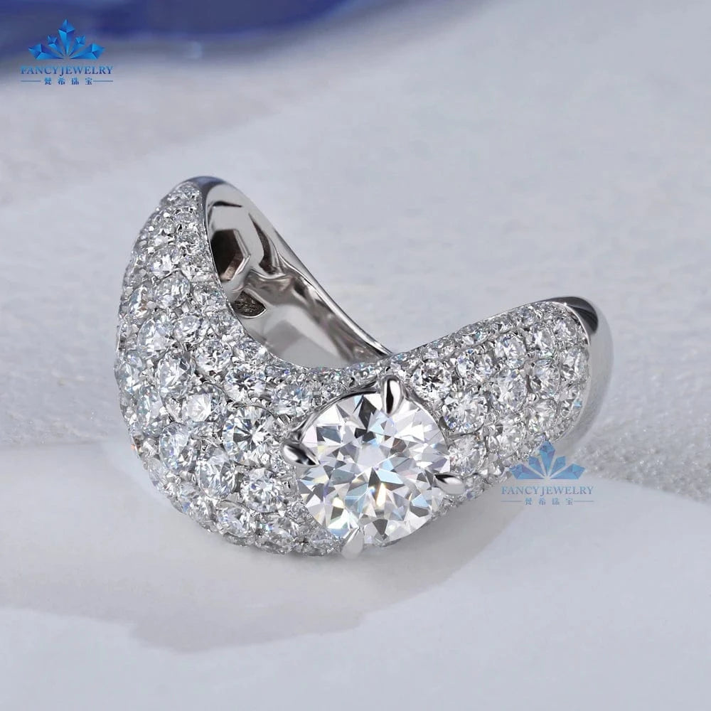 Hiphop Men Women Twisted Fine Jewelry Iced Out Gold 10k 14k 18k Solid White Gold D VVS Moissanite Diamond Ring