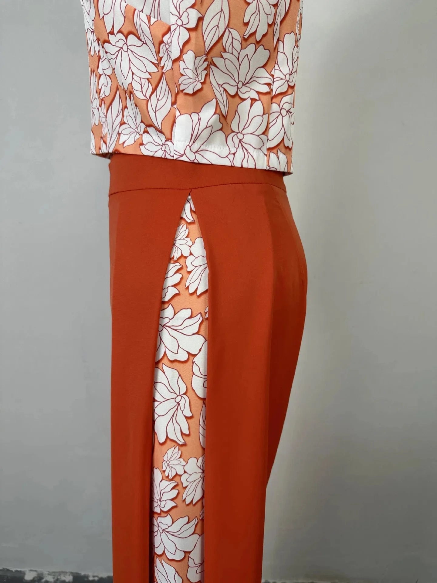 HK5268 Women's Loose Large Size Fashion Lapel Long-sleeved Shirt Wide Printed Leg Pants Suit