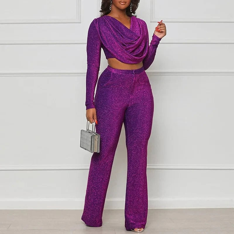 HK7006 2024 Cotton Crop Top Suit With Wide Legs Two Piece Set Women Lounger Wear Clothing Casual Set