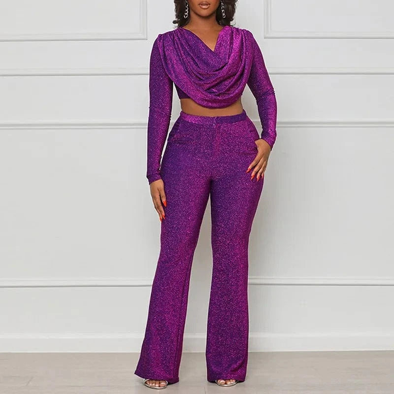 HK7006 2024 Cotton Crop Top Suit With Wide Legs Two Piece Set Women Lounger Wear Clothing Casual Set