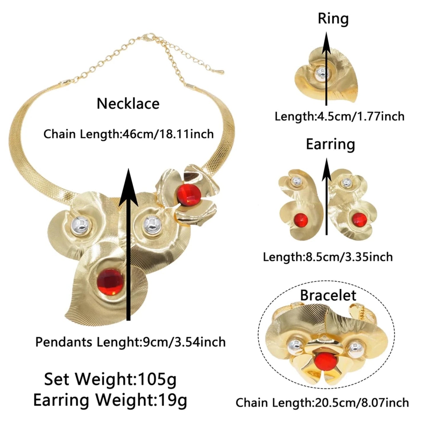HN000630 Factory Direct Supply Jewelry Set Fashion Dubai Jewelry For Women 24 K Gold Plated Flower Design Jewels Earrings Bangle Necklace