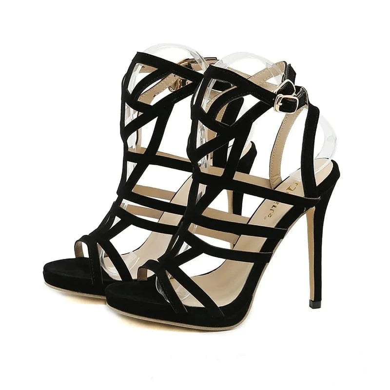 Hollow Personalized High-heeled Sandals The Latest 2022 European and American Style Simple PU Rubber Summer Shoes Women