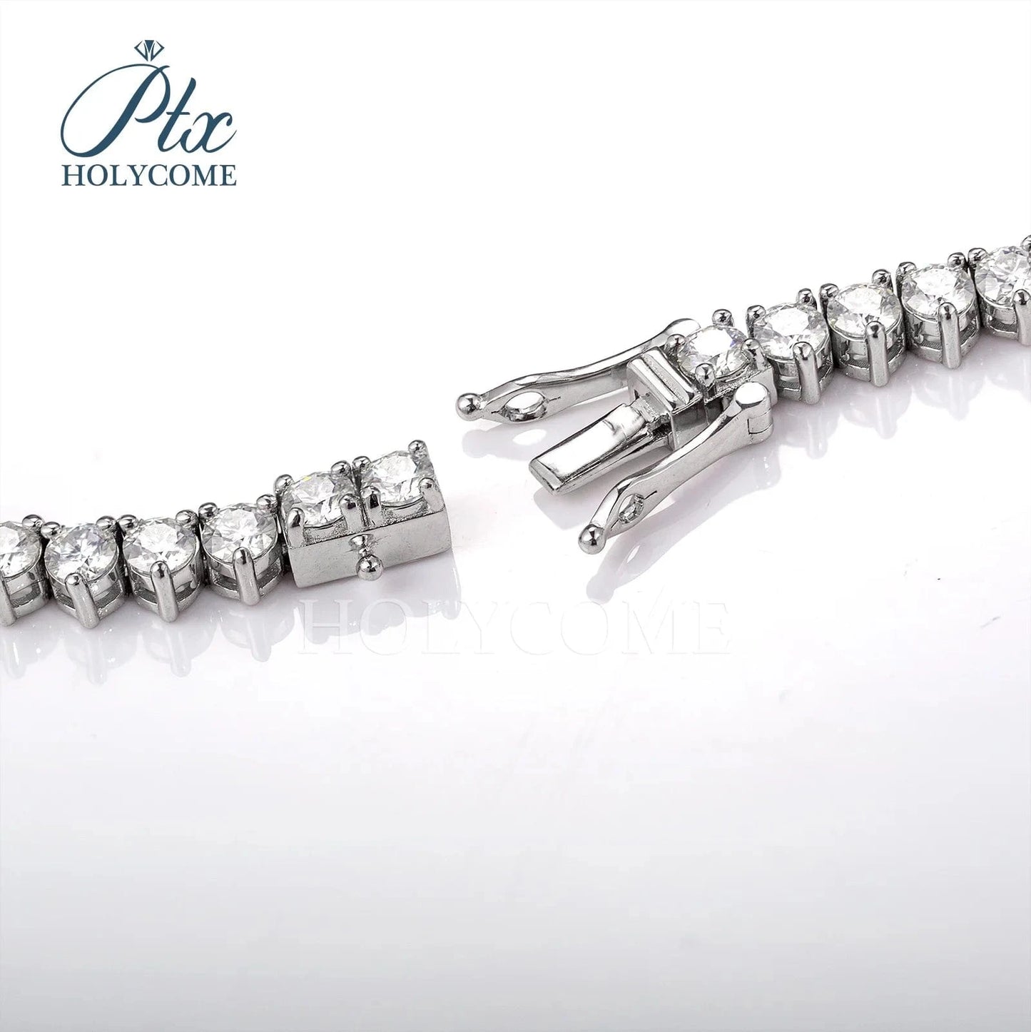 Holycome GRA Brilliant Round Cut 925 Sterling Silver Moissanite VVS Diamond Tennis Necklace Jewelry Customized For Women