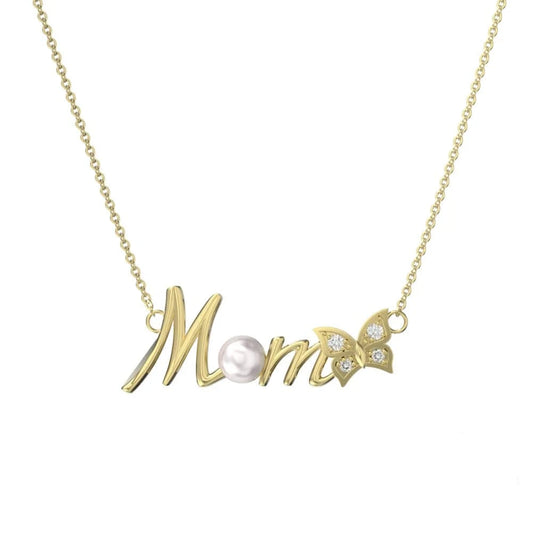 HON24-14K HON24 RINNTIN Dainty 14K Gold Plated Mom Necklace Jewelry Cubic Zirconia Chain Necklaces Cute Pendant Mom Necklaces for Women