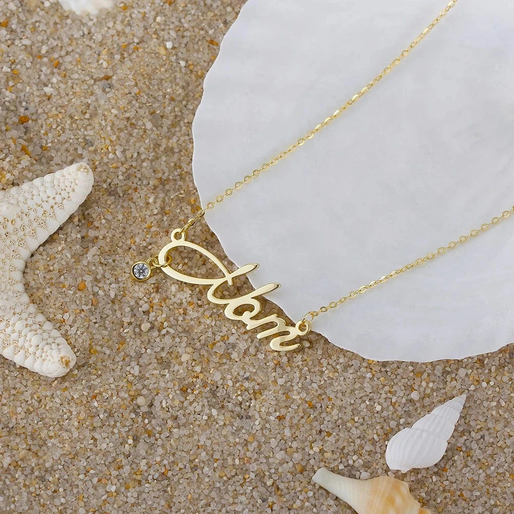 HON25-14K HON25 Dainty 14K Gold Plated Mom Necklace Silver Jewelry Cubic Zirconia Chain Necklaces Cute Pendant Mom Necklaces for Women
