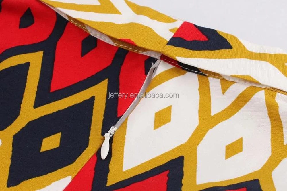 Hot autumn and winter women's retro hit color printing dress factory outlet african cocktail party dress